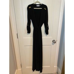 Calvin Klein floor length black wrap dress 2